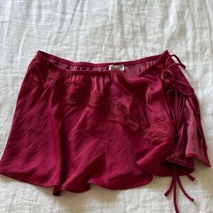 Free People Burgundy Mini Skirt